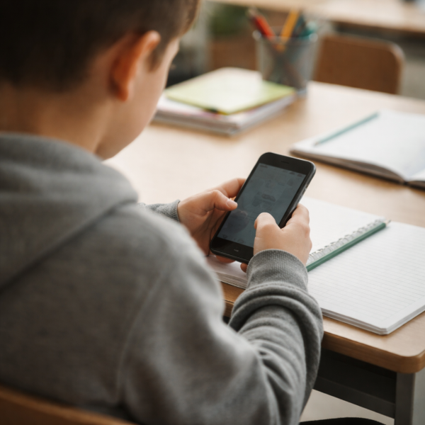 Illustration: Barn bruger tablet med en dagplan